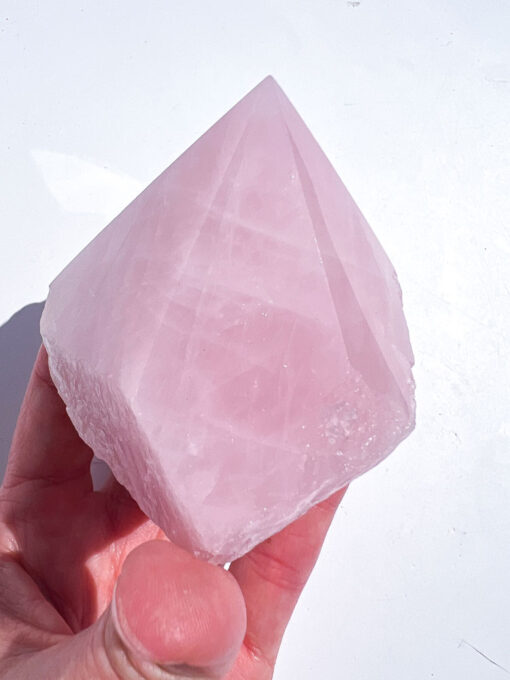 Rose Quartz half polished point