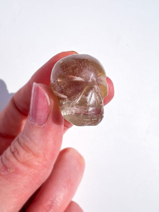 Natural Citrine mini skull carving