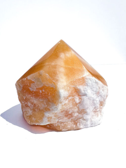 Orange Calcite half polished point