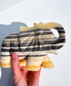 Large Zebra Calcite elephant