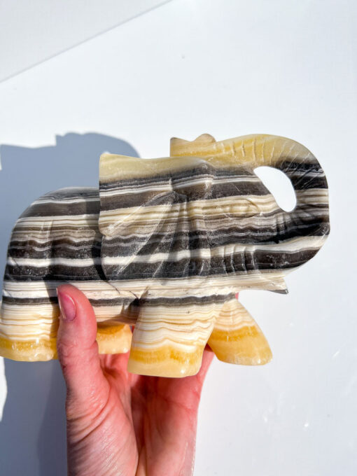 Large Zebra Calcite elephant