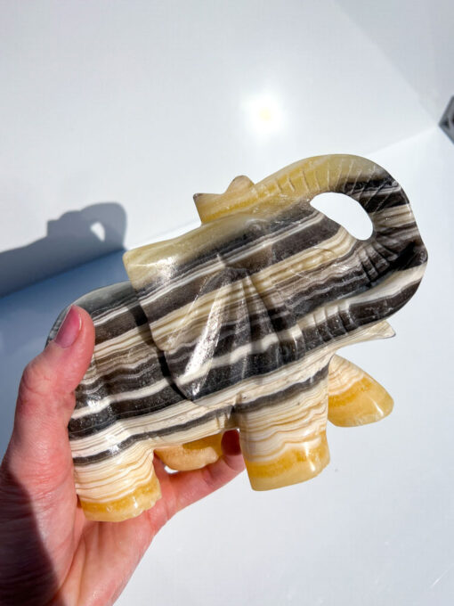 Large Zebra Calcite elephant