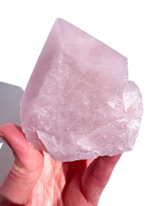 Rose Quartz half polished point