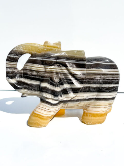 Large Zebra Calcite elephant