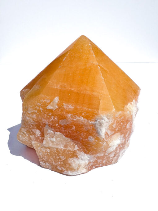 Orange Calcite half polished point