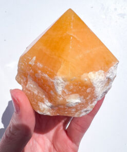 Orange Calcite half polished point