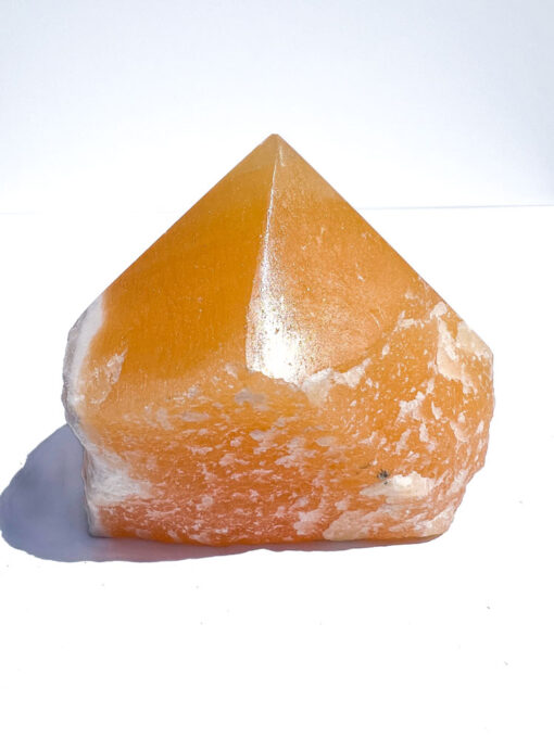 Orange Calcite half polished point