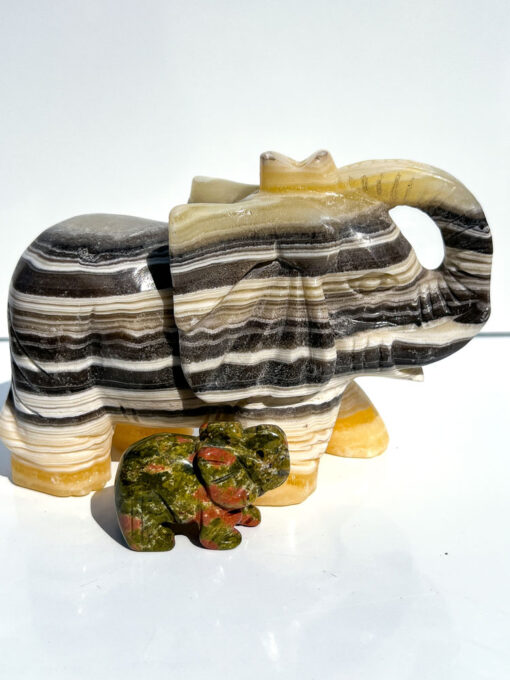 Large Zebra Calcite elephant