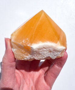 Orange Calcite half polished point