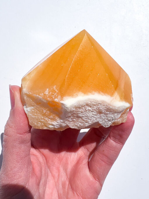 Orange Calcite half polished point