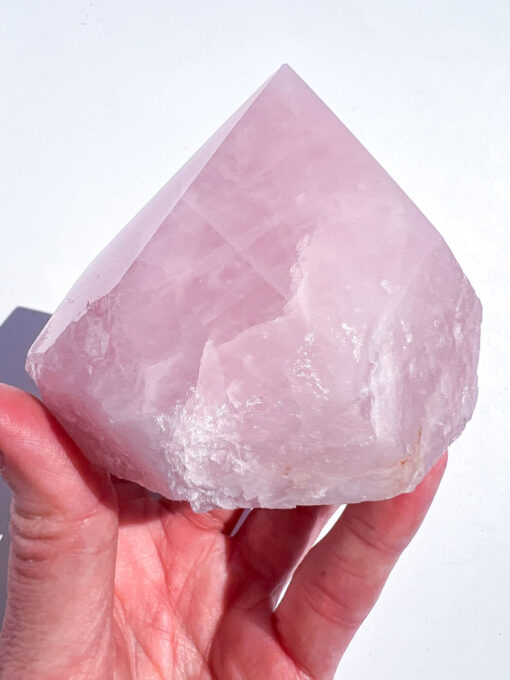 Rose Quartz half polished point