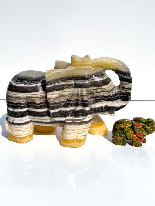 Large Zebra Calcite elephant