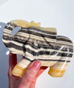 Large Zebra Calcite elephant