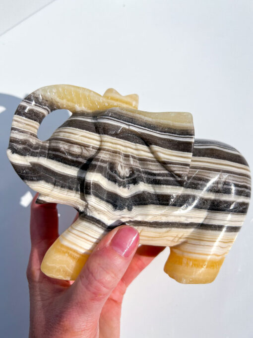 Large Zebra Calcite elephant