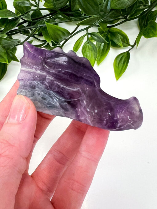 Fluorite dragon head carving