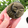 Gold Sheen Obsidian sun and moon face carving