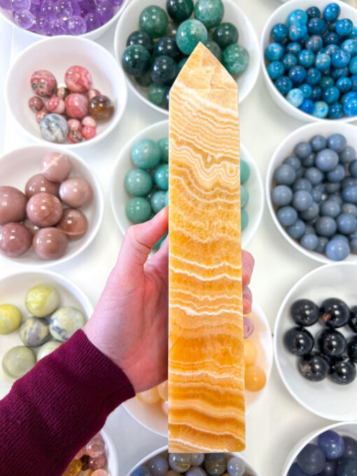 Large Orange Calcite Obelisk