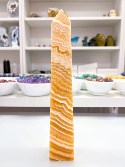 Large Orange Calcite Obelisk