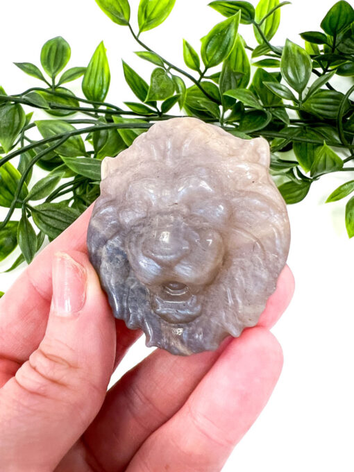 Golden Moonstone lion head carving