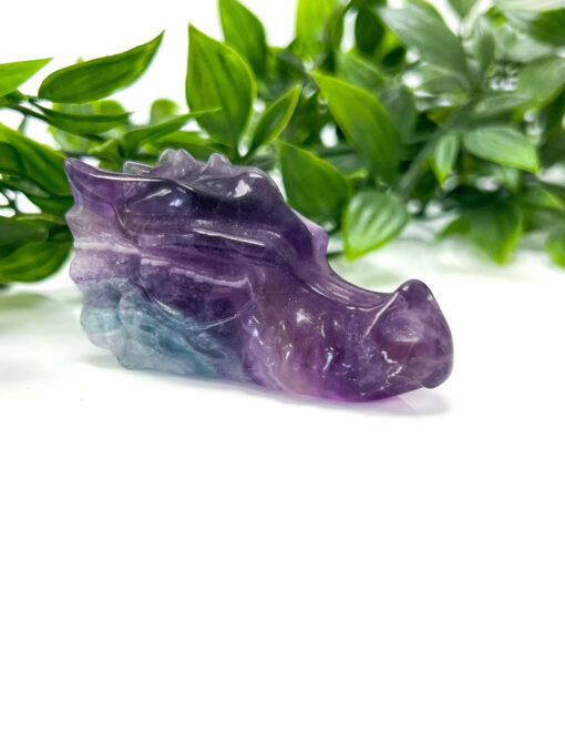 Fluorite dragon head carving