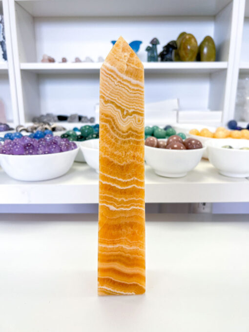 Large Orange Calcite Obelisk