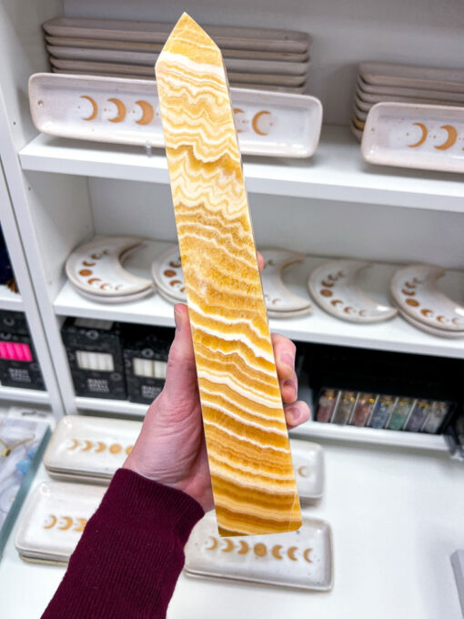 Large Orange Calcite Obelisk