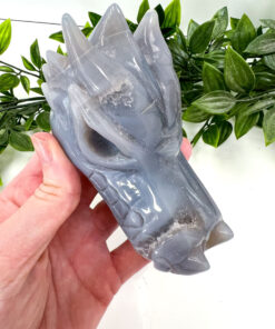 Agate dragon head carving