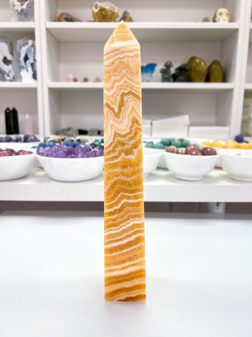 Large Orange Calcite Obelisk