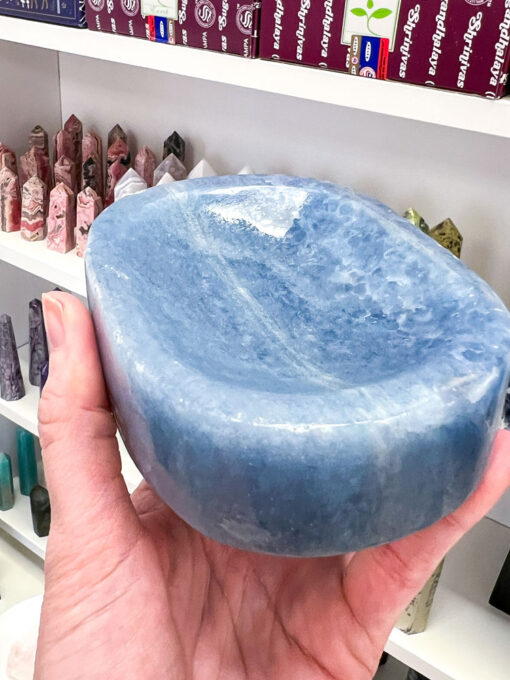 Blue Calcite Oval Bowl