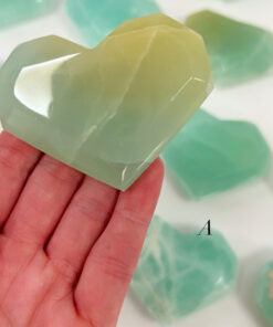 Pistachio Calcite faceted heart