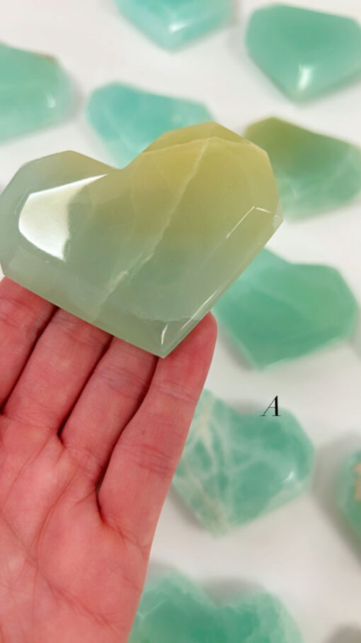 Pistachio Calcite faceted heart