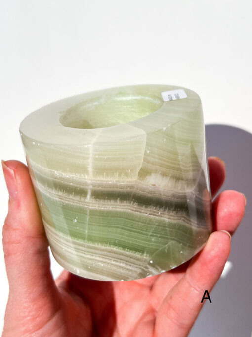 Green Calcite tea-light holder