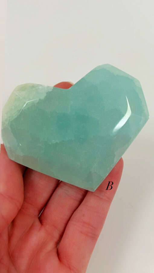 Pistachio Calcite faceted heart