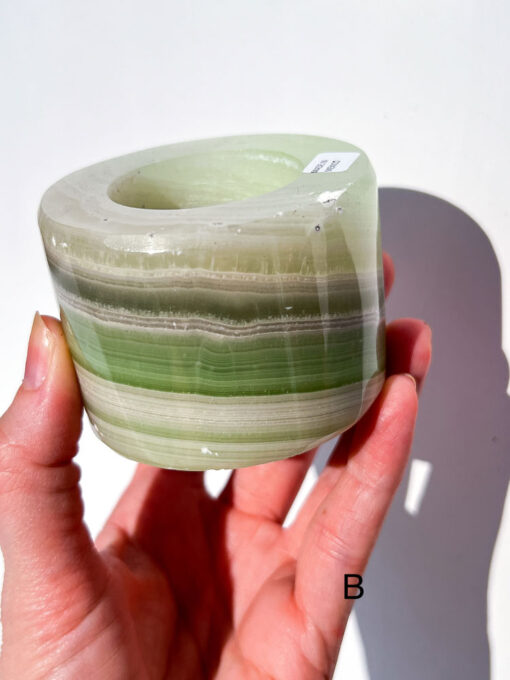 Green Calcite tea-light holder