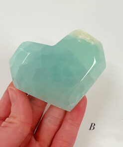 Pistachio Calcite faceted heart