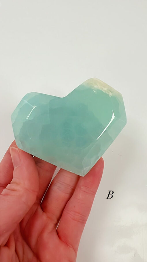 Pistachio Calcite faceted heart