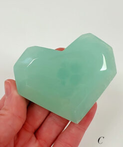 Pistachio Calcite faceted heart