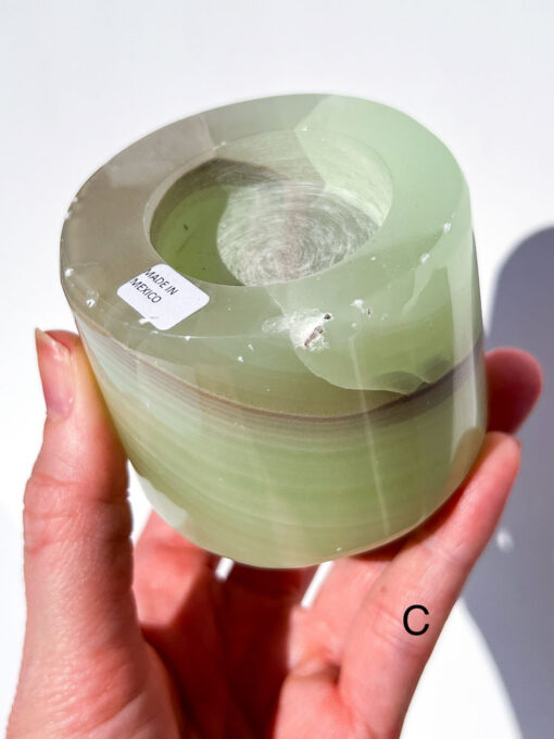 Green Calcite tea-light holder