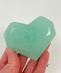 Pistachio Calcite faceted heart