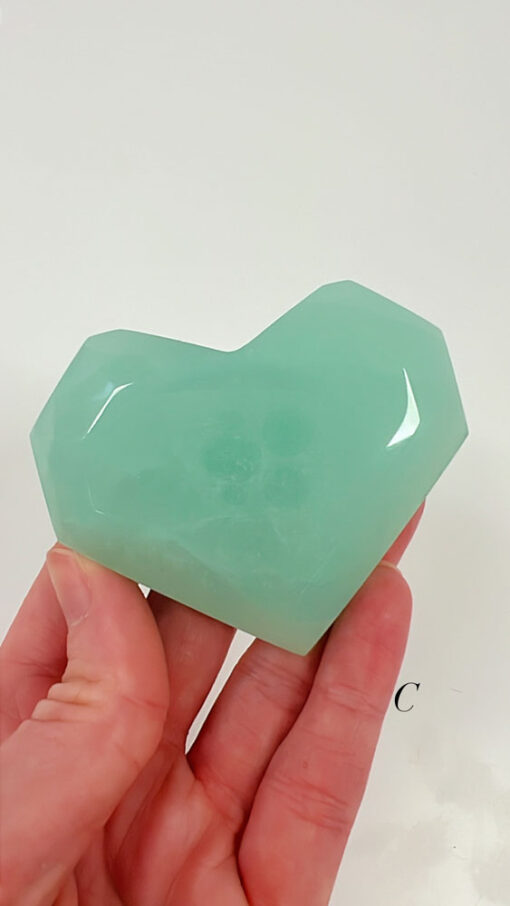 Pistachio Calcite faceted heart