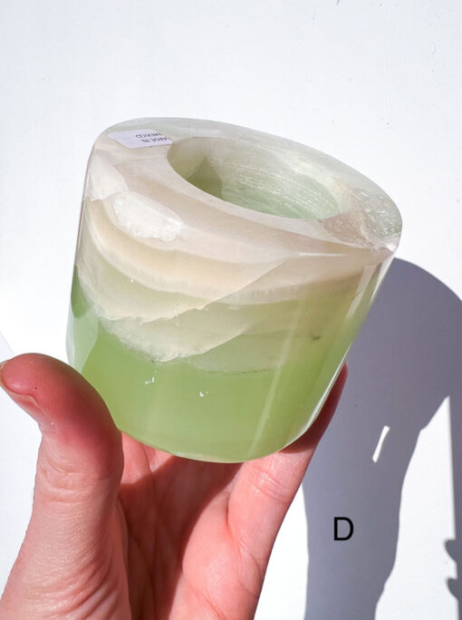 Green Calcite tea-light holder