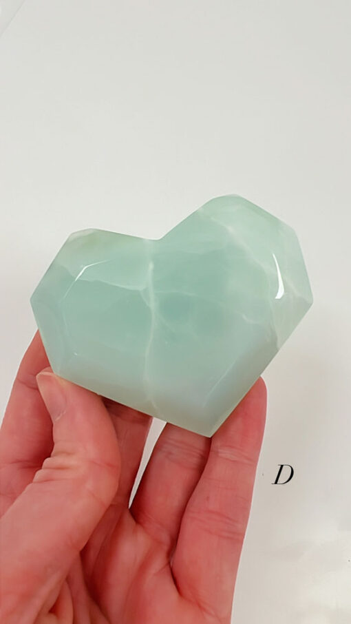 Pistachio Calcite faceted heart