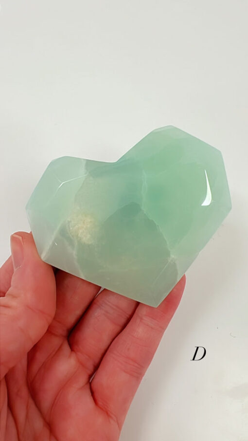 Pistachio Calcite faceted heart