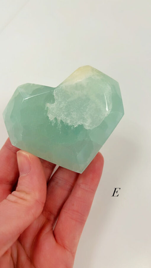 Pistachio Calcite faceted heart