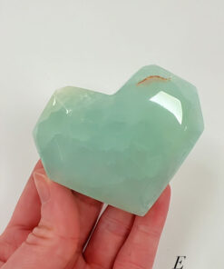 Pistachio Calcite faceted heart