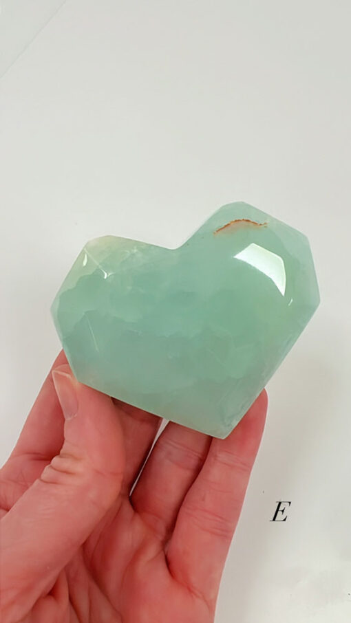 Pistachio Calcite faceted heart