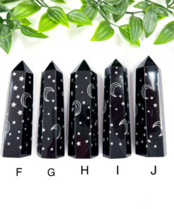 Black Obsidian Moon and Stars Point