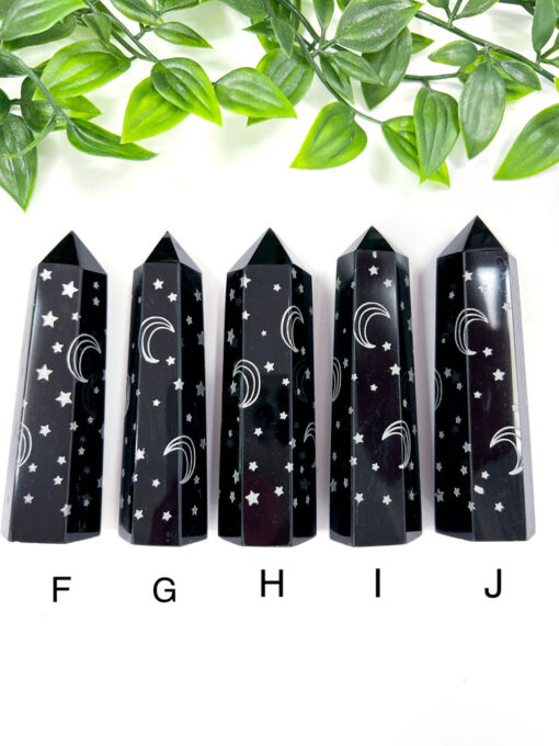 Black Obsidian Moon and Stars Point