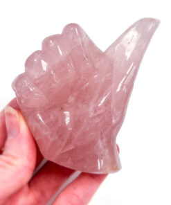 Rose Quartz thumbs up carving