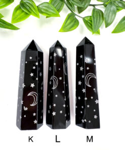 Black Obsidian Moon and Stars Point